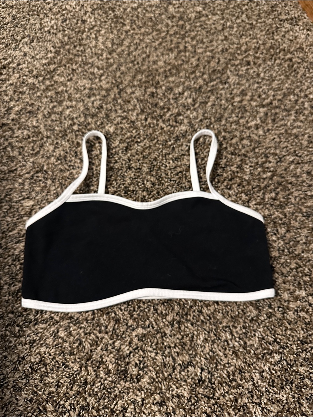 wild fable Black Crop Cami with White Trim